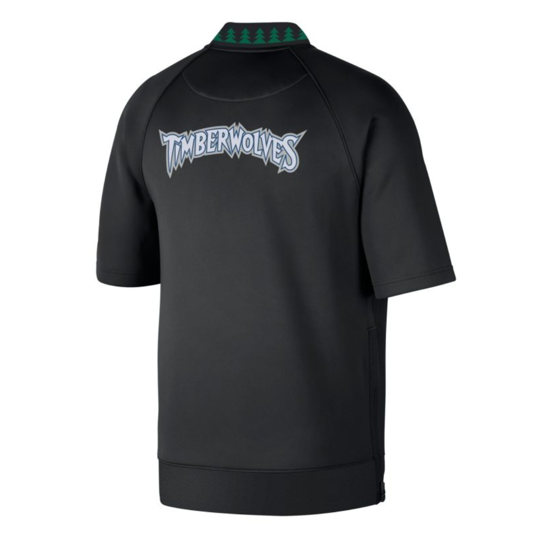NMINNESOTA TIMBERWOLVES HARDWOOD CLASSICS SHORT-SLEEVE JACKET BLACK