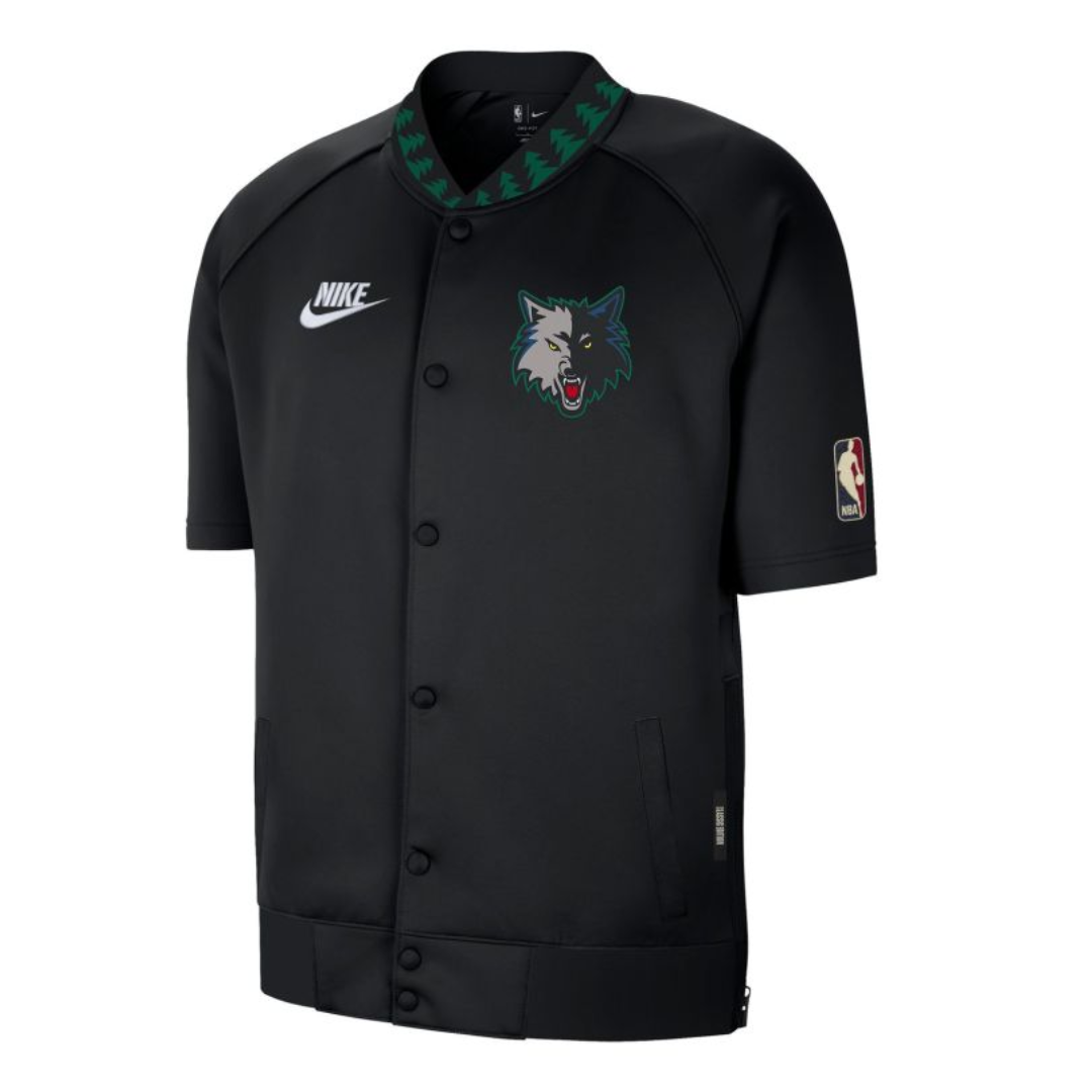 NMINNESOTA TIMBERWOLVES HARDWOOD CLASSICS SHORT-SLEEVE JACKET BLACK